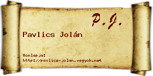 Pavlics Jolán névjegykártya