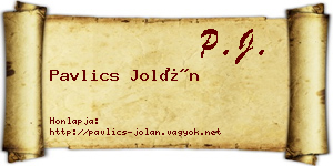 Pavlics Jolán névjegykártya